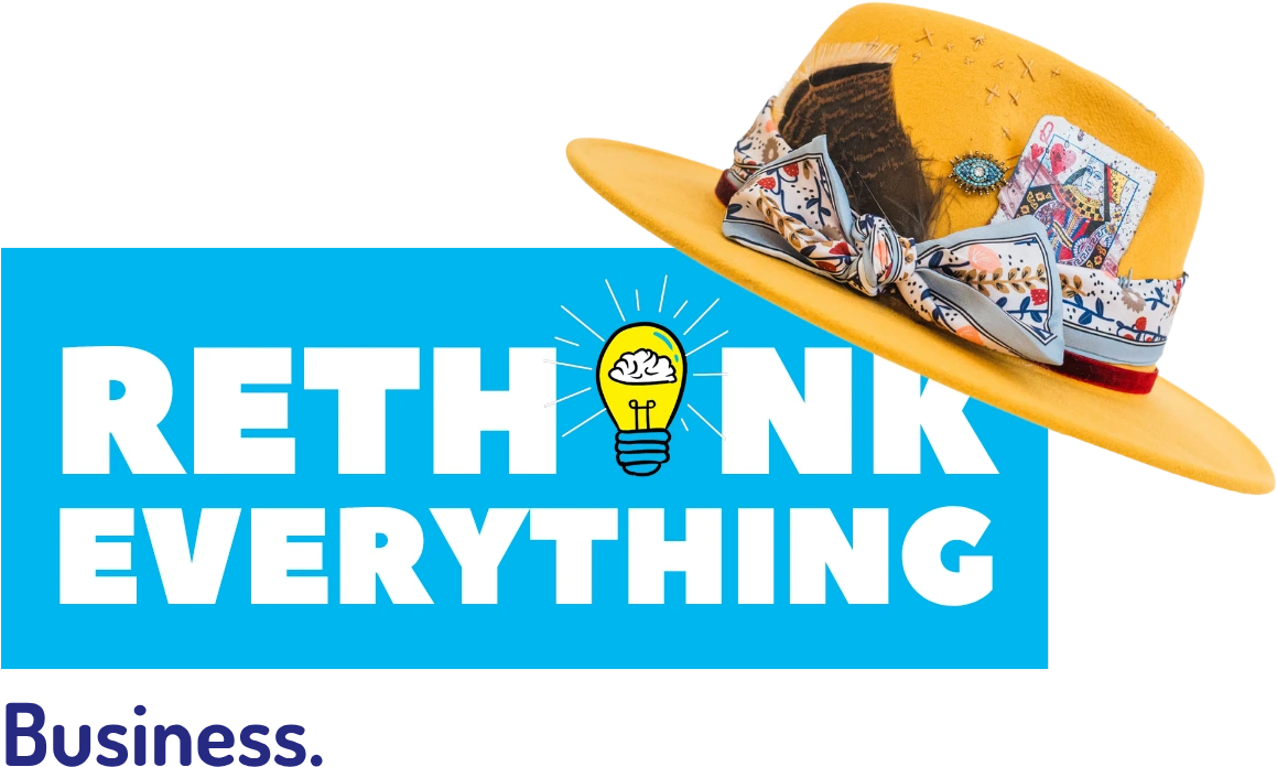 Rethink Everything Business logo with yellow hat